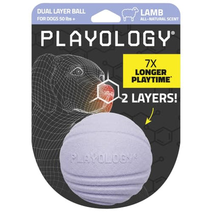 Playology Dog Toys | Dual Layer Ball Durable Chew Toy for Tough Chewers | Lamb Scented Jumbo Dog Toy | Chew Toys for Large Dogs - size: Jumbo, style: Lamb