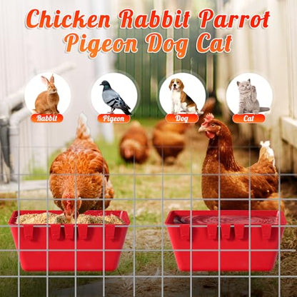 4 Pack Chicken Cage Cup 2.5 Quart Hanging Chicken Feeder | Chicken Waterer Trough,Hanging Fence Cage Feed Trough for Poultry Livestock,for Duck Goose Rabbit Duck Pigeon Bird Quail Pet