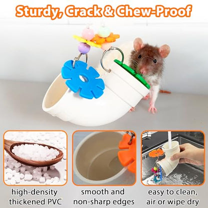 Rat Enrichment Foraging Toys, Interactive Puzzle Slow Feeder Treat Dispenser, Hanging Cage Accessories, Easy-Clean Rodent Toys for Rat Mice, Bird Foraging Toy for Parakeet Conure (1Pcs)