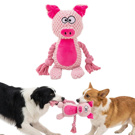 Plush Dog Chew Toys,2026 New Squeaky Dog Toy for Aggressive Chewers, Indestructible Dog Toy for Small Medium Large Dogs to Keep Them Busy Puppy Teething Toy (Pig) - color: Pig