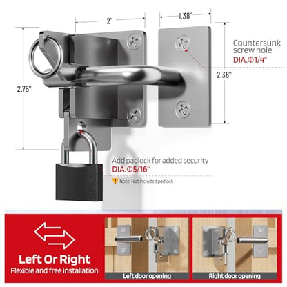 304 Stainless Steel Wooden Fence Self-Locking Gate Latch Heavy-Duty Gravity-Style Fence Gate Latch Privacy Latch, for Wooden Doors, Metal Doors, and Vinyl Fences Gate Lock Hardware - color: Silvery White