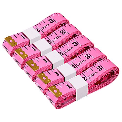Measuring Tape for Sewing, 120 Inch Soft Fabric Cloth Tape Measure for Body Measurement, 5 Pack Double Scale Seamstress Tailor Ruler for Waist Clothing Nursing Craft(Pink) - color: Pink