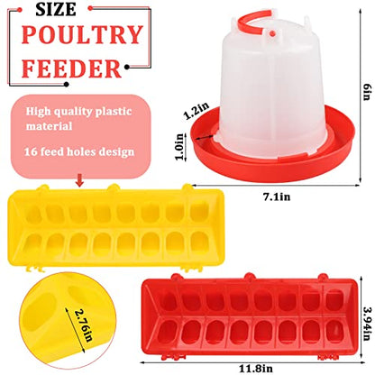 6 Pack Chicken Feeder Waterer Set, 1L Feeder Flip Top Feeding Dispenser with Anti-Spill Design for Pigeon, Chick, Duckling, Quail, Durable Plastic Feeding Supplies for Small Poultry Backyard Birds