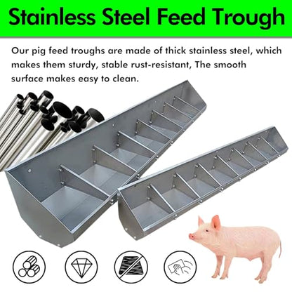 Feeding Troughs for Livestock/Piggery/Sheds Pen/Farms, Long 70 90 120 150 180 CM 2M Pig Food and Hay Feeder, Heavy-Duty Poultry Hog Feed Trough, Easy to Clean(2m/6.6ft - 7bit) - size: 2m/6.6ft - 7bit