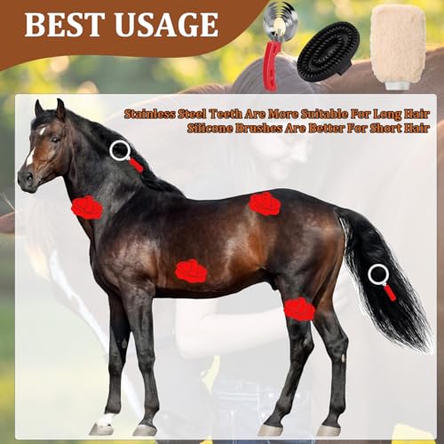 Rubber Curry Comb with Handle, Horse Grooming Brush & Shampoo Brush for Dogs, Cats & Horses, Pet Bathing & Shower Supplies - color: Rubber Curry Comb