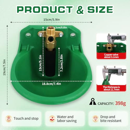 2PCS Automatic Goat Waterer Bowl with Brass Water Valve Plastic Water Trough Livestock Sink Cup Suitable for Goat Sheep Calf Pig Dog Breeding