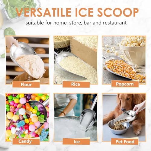 TeamFar Ice Scoop 24 oz, Stainless Steel Big Large Scoop, for Sweet Food Popcorn Flour, Healthy & Heavy Duty - Dishwasher Safe - size: 24 oz