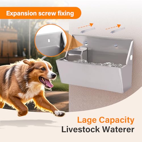 PAUQEWIE 2Gal Automatic Dog Water Bowl Dispenser Auto Fill Dog Waterer Outdoor Livestock Water Trough Drinking Feeder for Large Breed Dogs Chicken Cat Horse Poultry Farm Animal