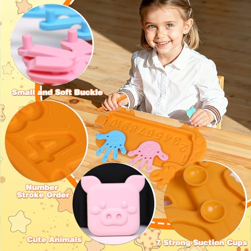 Silicone Counting Blocks Montessori Math Toy for Toddlers, Giraffe Board with Suction Cup & Tracing, Number Blocks Toys Preschool Manipulatives 3-5, Educational Toys for 3 Year Old