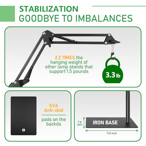 BETAZOOER 360° Adjustable Reptile Lamp Stand | Heavy Duty Metal Heat Lamp Holder (12-54in) for Bearded Dragons, Snake Tanks | 180° Foldable & Anti-Slip Base - size: Extra Large(Pack of 1)