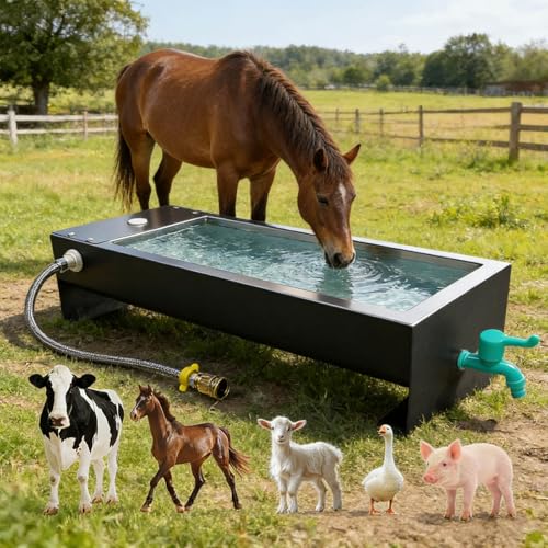Self Filling Stainless Steel Livestock Water Trough,Stainless Steel Large Capacity Self Filling Animal Drinking Bowl,Automatic Water Replenishment,for Pigs,Cattle,Sheep and Horses