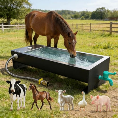 Self Filling Stainless Steel Livestock Water Trough,Stainless Steel Large Capacity Self Filling Animal Drinking Bowl,Automatic Water Replenishment,for Pigs,Cattle,Sheep and Horses