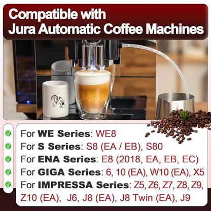 10 Sets Milk Tube Hose Set Compatible with JURA Automatic Coffee Machine GIGA 6 X5/S8/ENA E8 Z10 J8 Twin J9, Each Set Includes 1 Silicone Milk Tube and 1 HP3 Connector (with Cleaning Brush Included)