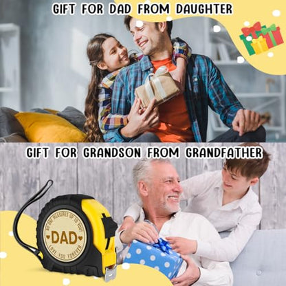 Dad Gifts Fathers Day Christmas Birthday Gifts for Father Dad | Tool Gifts Woodworker Gifts Carpenter Gifts for Papa Dad No One Measures Up to You Engraved Tape Measure 25 FT - color: Dad
