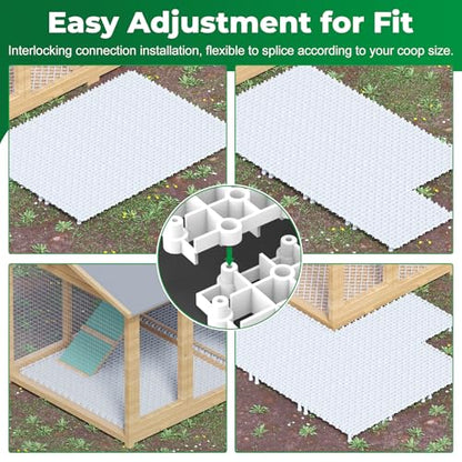 Forestchill Chicken Coop Ground Pads, 9 Pcs Plastic Floor Pads for Chicken Coops, Reusable Interlocking Walking Mats, Chicken Coop Accessories to Keep Coop Dry and Clean, Flexible to Splice