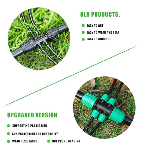 10 Pcs 1/2 to 1/4 inch Garden Hose Tubing Irrigation Fittings,6-Way Anti-Leak 1/2'' to 1/4'' Locked Barbed Drip Irrigation Tee Connectors (1/2"IDx0.6-0.63"OD) 1/2'' to 1/4'' Irrigation Tubing Fitting - size: 10 PCS 1/2" to 1/4" 6-Way Connectors