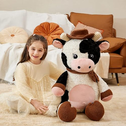 IKASA Giant Cow Stuffed Animal Plush Toy,30 Inches Large Big Jumbo Soft Toys, Huge Size Cute Fluffy Plushy Fat Oversized Plushie - style: Cow