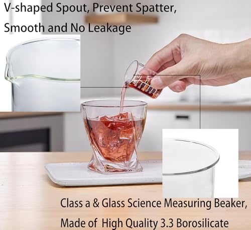 Ackers Etching Scale Measuring Glass V-Shaped Spout Made of High Borosilicate Glass Measuring for Kitchen or Restaurant, Easy to Read,30ML (1 Oz) 丨(2 Pack) - size: 30ML (1 OZ)