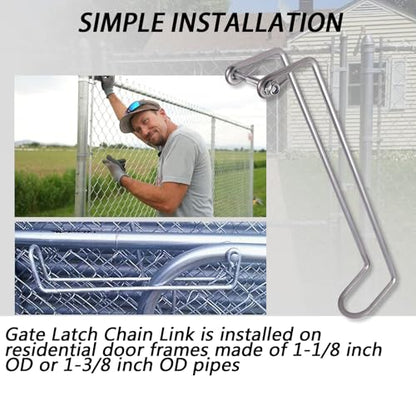 Over Throw Wire Arm Top Gate Latch Chain Link - Double Driveway Drive Chainlink,Wire Arm Throw Over Latch Link Fit for Residential gate Frames Constructed of Either 1-1/8" OD or 1-3/8" OD Tube