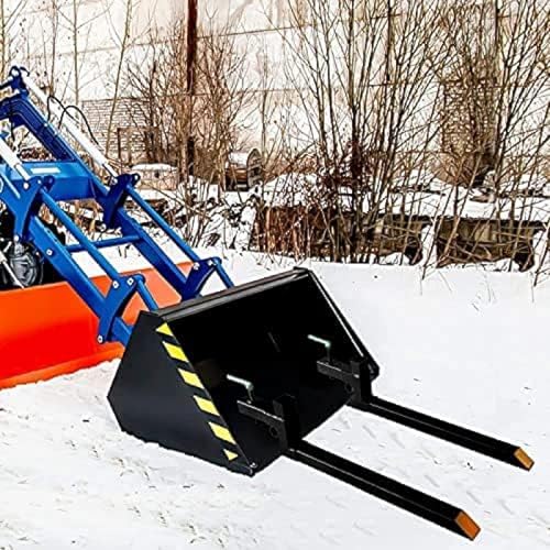 Clamp On Debris Forks To 48-60" Bucket, Heavy Duty Pallet Fork Fit For Loader Bucket Skidsteer Tractor,60''without Stabilizer Bar 1500LBS - size: 60''without Stabilizer Bar 1500LBS
