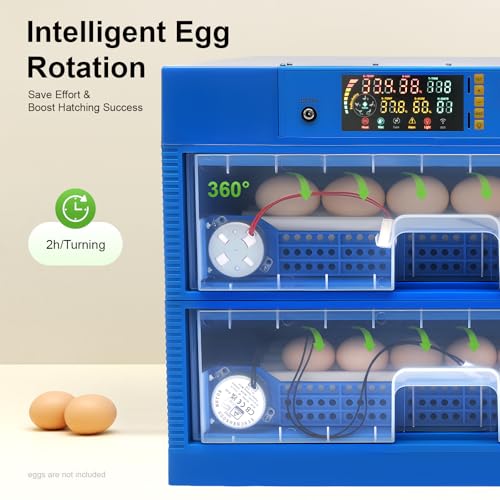 Incubators for Hatching Eggs, 128 Eggs Incubator Automatic Hatcher with Egg Turning and Humidity Control 80W for Chicken Duck Goose Bird Quail Pigeon Poultry Egg Incubator - style: 128-Egg Poultry Hatcher