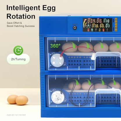 Incubators for Hatching Eggs, 128 Eggs Incubator Automatic Hatcher with Egg Turning and Humidity Control 80W for Chicken Duck Goose Bird Quail Pigeon Poultry Egg Incubator - style: 128-Egg Poultry Hatcher