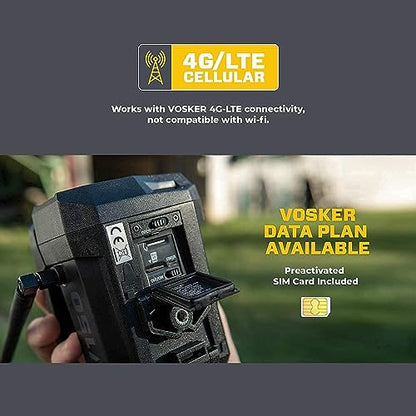 Vosker V150 Construction Pack Outdoor Solar Powered 4G LTE Security Camera, No Wi-Fi Needed, Motion Alerts and Night Vision, Wireless Surveillance for Jobsite