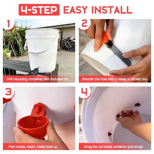 16 Pack Auto Chicken Poultry Waterer Cups Feeder for Diy Chicken Coop Automatic Watering Cup Dispenser Drinker Bebederos De Agua Para Gallinas with Mounting Hole Opener Double Leak-proof Washer - size: 16 Pcs