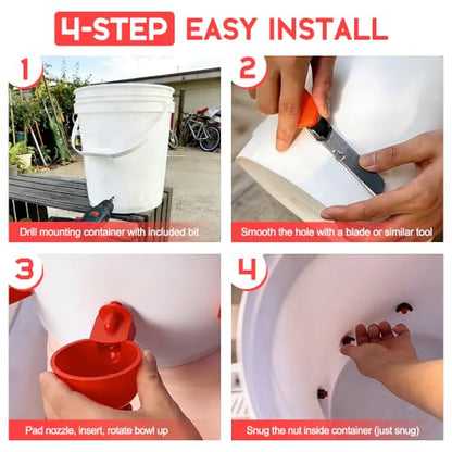 32 Pack Auto Chicken Poultry Waterer Cups Feeder for Diy Chicken Coop Automatic Watering Cup Dispenser Drinker Bebederos De Agua Para Gallinas with Mounting Hole Opener Double Leak-proof Washer - size: 32 Pcs