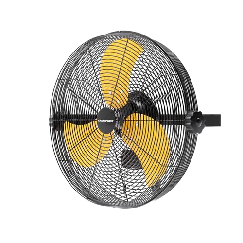 14 Inch Wall Fan Pro Series - Waterproof Motor High Velocity Wall Mount Fans for Commercial, Residential, Warehouse, Covered Patio, Shop, Garage, Barn 3 Speed 3000 CFM UL Safety Listed - color: Yellow, size: 14 Inch