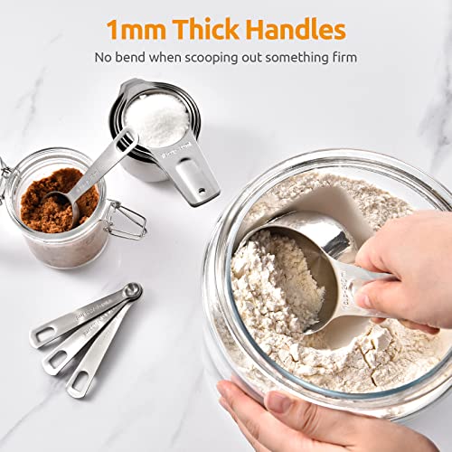 U-Taste Measuring Cups and Spoons Set of 15 : 7 Measuring Cups and 7 Measuring Spoons with 2 D-Rings and 1 Professional Magnetic Measurement Conversion Chart - size: (01) Cup&Spoon Set of 15