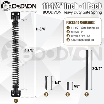 11-1/2" Gate Spring Self Closing Heavy Duty Door Springs to Close Door, Adjustable Tensioner Automatic Gate Closure, Gate Spring for Wooden Gate, Vinyl Fence, Steel Door(Black, 1 Pack) - size: 11-1/2 Inch
