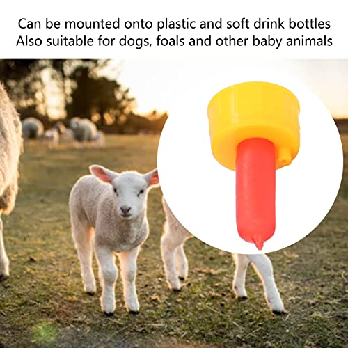 10 Pcs Nipples, Soft Rubber Leakproof Small Animal Milk Drink Nipples with Flutter Valves, Screw on Bottle, Silicone Little Cow Calf Milk Drinking Nipples for Goats, Lamb, Puppy, Foal