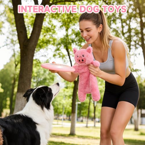 Mihachi No Stuffing Crinkle Dog Toys,2-in-1 Holds Water Bottles-Cruncher with Puncture Resistant Squeaker, Dog Squeak Toys Plush Dogs Chew Toy for Small Medium Large Breed Chewer, Pig - color: Pig