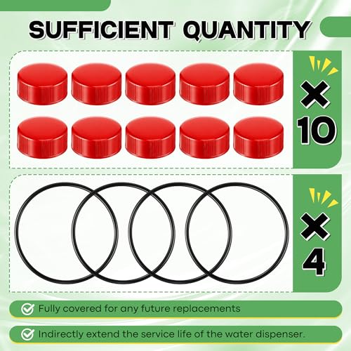 Poultry Fountain Renewal Waterer Parts, 10 Replacement Caps & 4 O Rings, Compatible with Miller PPF3/PPF5/PPF7 & Compatible with Farm-Tuff 3/5/7 Gallon Poultry Founts(Red) - color: Red