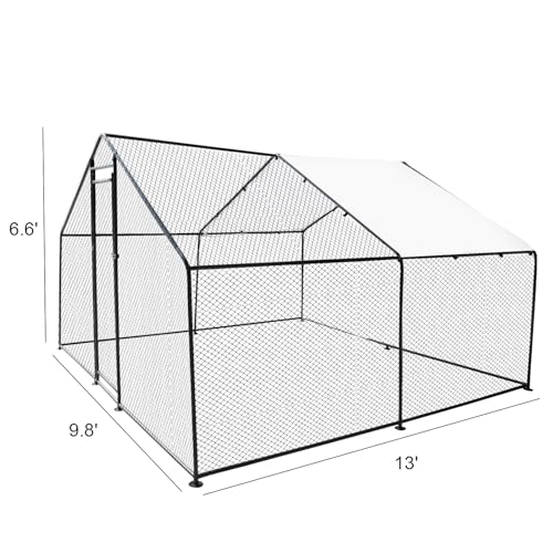 13.1'L x 9.8'W x 6.6'H Metal Chicken Coop,Chicken Run | Waterproof Anti-Ultraviolet Cover Resists rust, corrosion and fading - size: 13.1'L x 9.8'W x 6.6'H