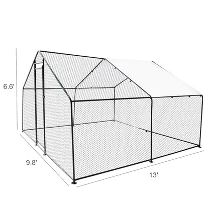 13.1'L x 9.8'W x 6.6'H Metal Chicken Coop,Chicken Run | Waterproof Anti-Ultraviolet Cover Resists rust, corrosion and fading - size: 13.1'L x 9.8'W x 6.6'H