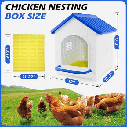 Chicken Nesting Box, Waterproof Plastic Chicken Coop with Washable Nesting Pad, Nesting Box for Hens, Ducks, Rabbits and Poultry - color: Blue