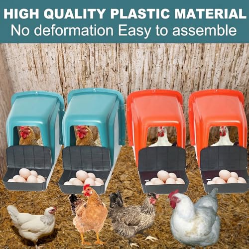 12-Pack Nesting Boxes for Chickens, Roll Away Chicken Laying Boxes - Durable Plastic Chicken Nesting Boxes for Hens, Coop Accessories with Perch for Easy Egg Collection
