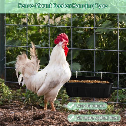 Chicken Feeder Waterer,Hanging Goat Feeders,Feed Trough 3.5 Quart 6 Pack,Hanging Fence Feed Trough for Poultry Livestock,Black - color: Black, size: 3.5 Quart (6 Pack)