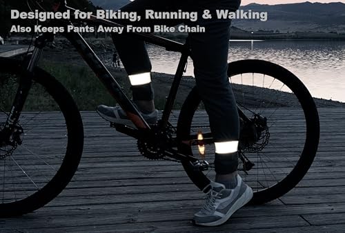 Reflective Ankle Bands with Very Large Reflective Area, 1,000+ ft Visibility, Straps for Biking, Running and Walking at Night - Bright, Lightweight & Comfortable - color: Silver - 2 Bands
