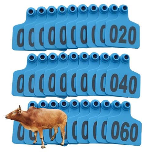 Cattle Ear Tags Livestock Ear Label with Number 001-100/101-200/201-300/301-400/401-500 for Cattle Goat Pigs Cow Animal Identification Ear Tags 301-400 Blue - color: Blue, size: 301-400
