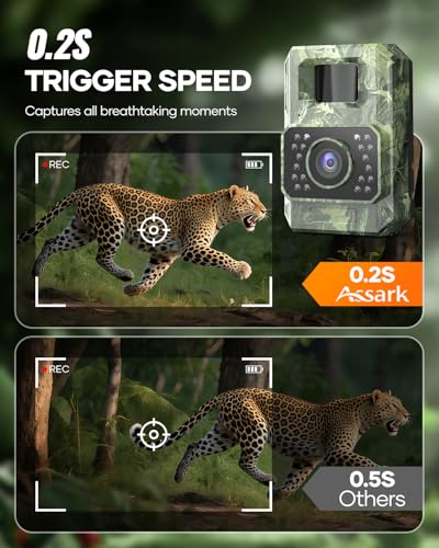 Assark Solar Trail Camera 48MP 30FPS, WiFi Bluetooth Game Camera with Motion Activated 0.2s Trigger, Night Vision Motion Activated IP66 Waterproof for Wildlife Scouting with 32GB Micro SD Card - color: Grey