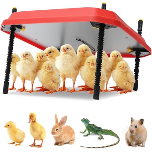 Poultry Heat Lamp for Chicken Coops, Adjustable Height Brooder Plate for 30-40 Chicks, Safety Indicator, 16" x 16" Ideal Heating Solution for Poultry