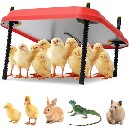 Poultry Heat Lamp for Chicken Coop, 16'' Brooder Plate with Adjustable Height, Safety Indicator, Ideal for Heating 30-40 Chicks in Coop and Brooding Environment
