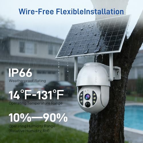 4G LTE 3K Security Cameras, Wireless Solar Powered Security Camera Outdoor, IP66, HD Color Night Vision, AI Triple Detection, 360° Auto Tracking, Smart Cameras for Home Securitym, No WiFi Required