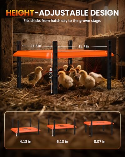 Smart Chick Brooder Heating Plate, 12"x16" Brooder Heat Plate for 20 Chicks, 7 Adjustable Timer & 5 Adjustable Temperature, Overheating Protection, UL-Certified (75 Watt)