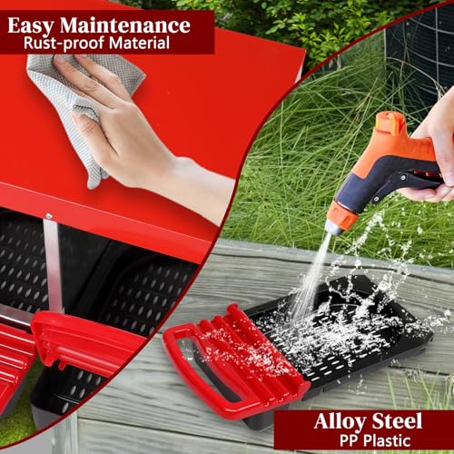 Chicken Nesting Boxes Plastic with Roll Away Egg,3 Compartment Roll Out Chicken Nest Box Egg Laying Box with Lid Cover,Rolling Egg Collection & Protection Chicken Coop for Up to 3 Hens,Red - color: Red, size: 31.9"L x 20.1"W x 18.5"H