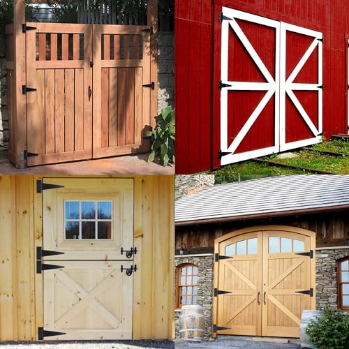 12 Inch T-Strap Gate Hinges, Heavy Duty Shed Barn Door Hinges, Black Tee Hinges for Wooden Fence, Yard Gate, Wrought Hardware Iron Rustproof (2 Pack) - size: 12 Inch