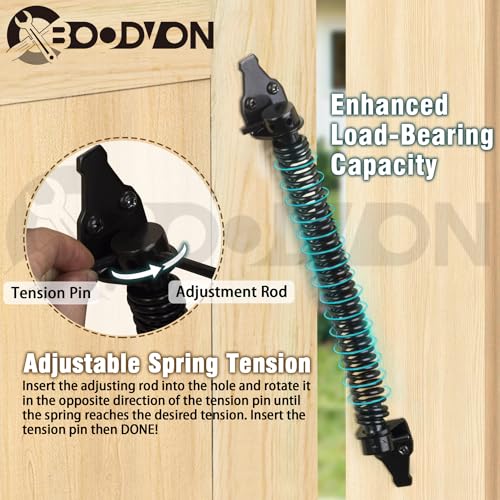 14" Gate Spring Self Closing Heavy Duty Door Springs to Close Door, Adjustable Tensioner Automatic Gate Closure, Gate Spring for Wooden Gate, Vinyl Fence, Steel Door(Black, 1 Pack) - size: 14 Inch